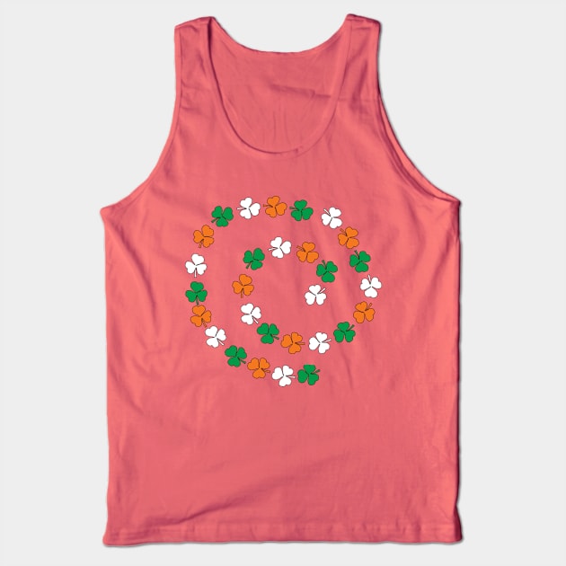 Green White Orange St Patricks Day Shamrock Spiral Tank Top by ellenhenryart